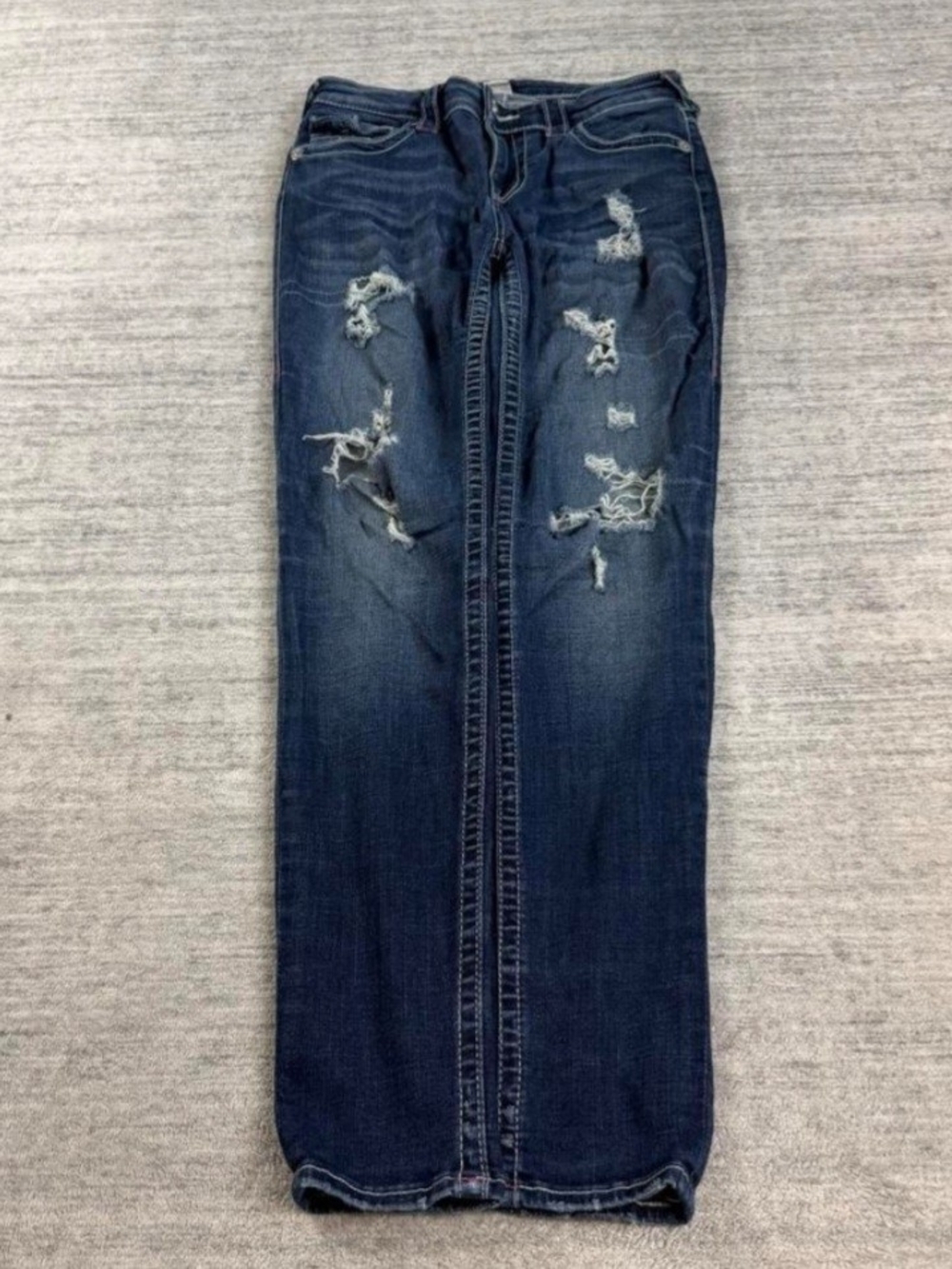 True Religion Distressed Straight Leg Jeans with Flap Pockets - Y2K Style